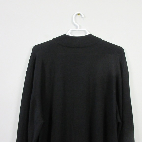 Collars & Co. Zip Up Cardigan Sweater Men XXL Black 100% Merino Wool Casual 494 - Picture 6 of 13